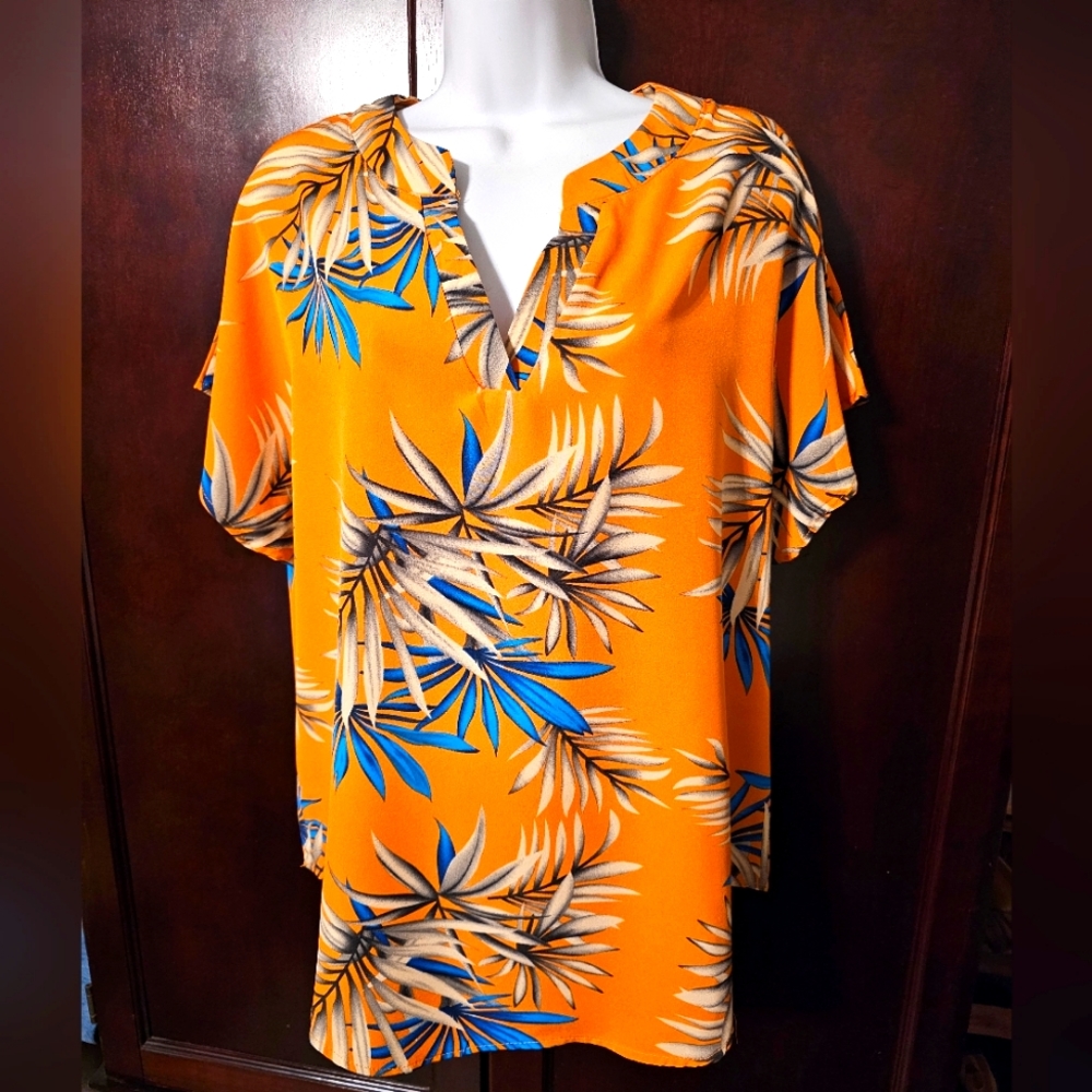 Tropical Orange Blouse Extra Large NWOT